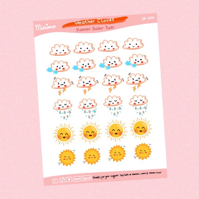 

sticker kawai lucu imut planner cloud awan weather cuaca murah