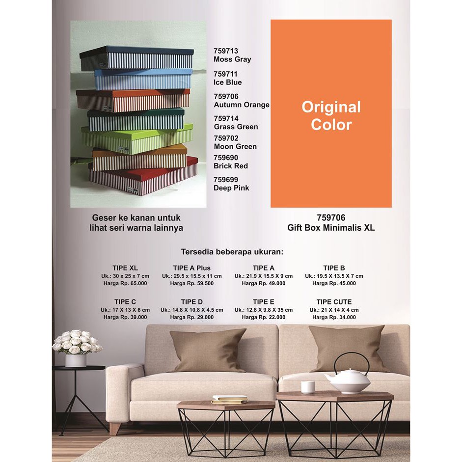 

Kotak kado/Kotak Hadiah/Gift Box Minimalis XL_Garis Spectra Autumn Orange