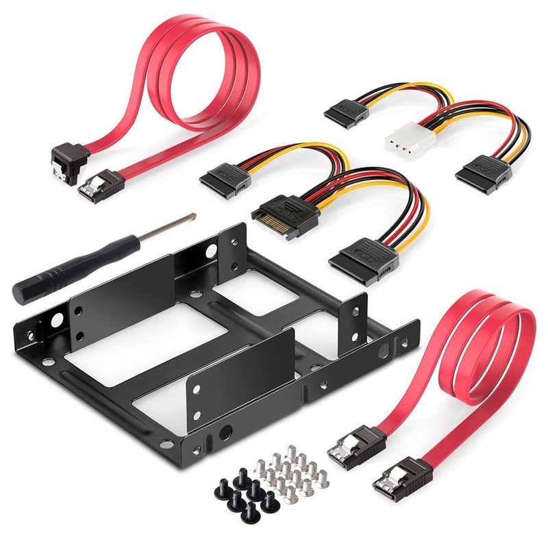 Bracket 2 slot HDD SSD 2.5 Inch to 3.5 in internal CPU + 4 kabel SATA