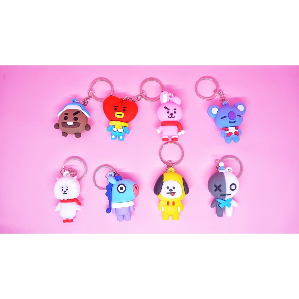 GANTUNGAN KUNCI BT21 1 SET ISI 8 PIECE LENGKAP ALL KARAKTER TERMURAH SOUVENIR LUCU KUALITAS IMPORT