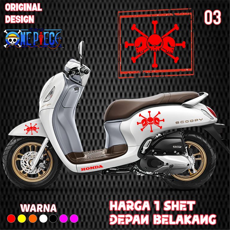 (COD)Bisa Custom Nama Cutting Stiker Scoopy Sticker Scoopy ONE PIECE Satu Set all varian