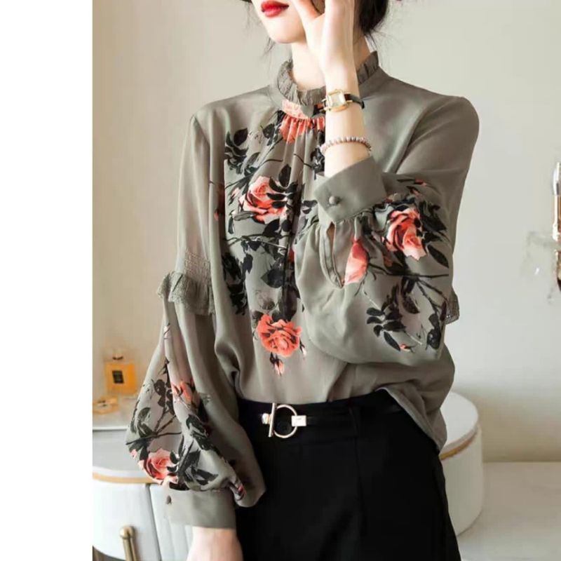 MDLV ~ 5365 GINA PLACEMENT PRINT TOP BLOUSE PREMIUM BLOUSE KOREA BLOUSE WANITA FASHION IMPORT