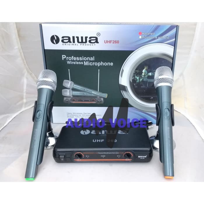 Mic Aiwa Wireless UHF 260 Pegang Pegang