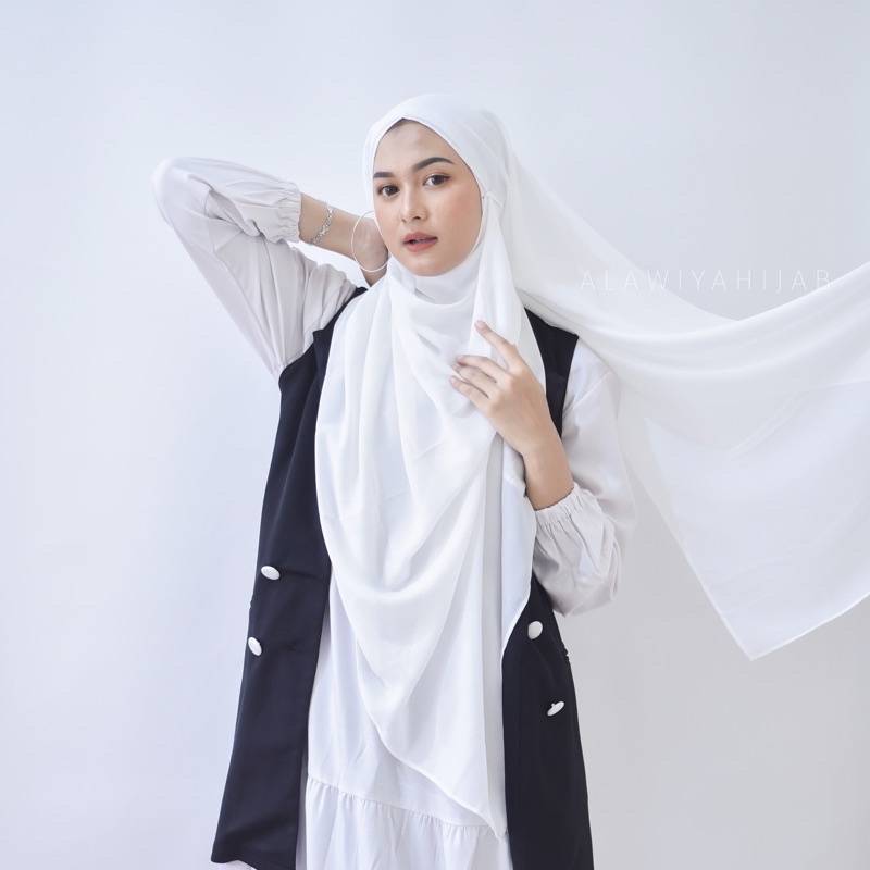 PASHMINA PANJANG EXCLUSIVE ALAWIYAHIJAB 185x75 cm-Broken white
