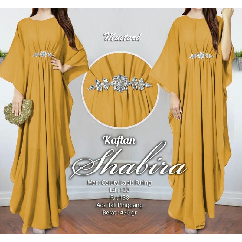 Arnis Shabira Kaftan Original Busui Friendly Ceruty Babydoll-Mustard