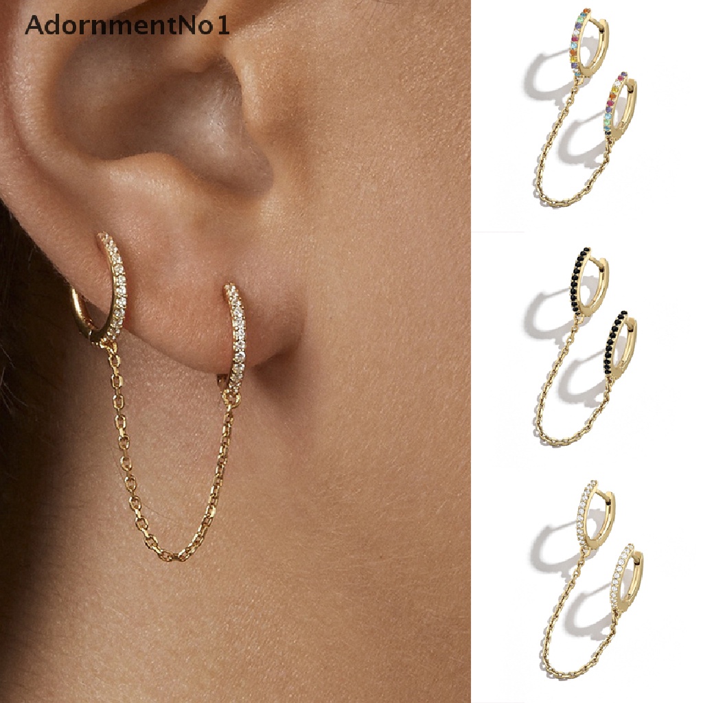 (AdornmentNo1) Anting Gantung Panjang Kait Motif Geometri Aksen Rumbai + Kristal + Berlian Imitasi Untuk Wanita