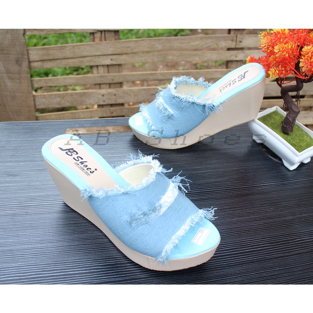 Sandal Wedges Wanita Kokop Rumbai / Selop Sendal Casual Murah DE 08