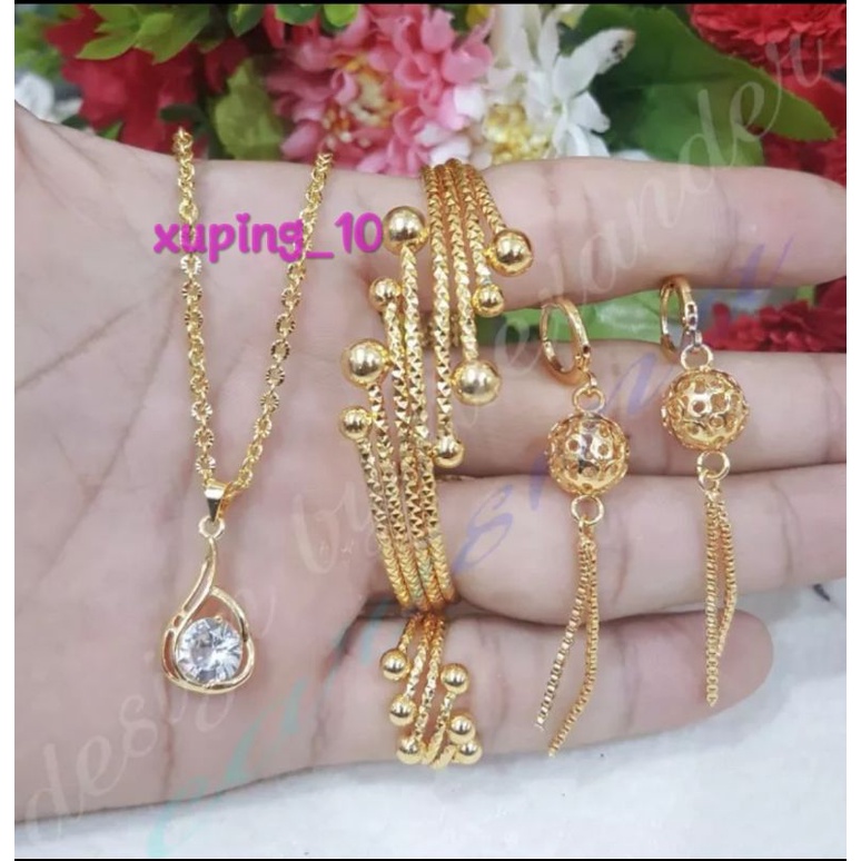 set dewasa gelang liontin kalung anting rumbay bahan awe tidak muda luntur