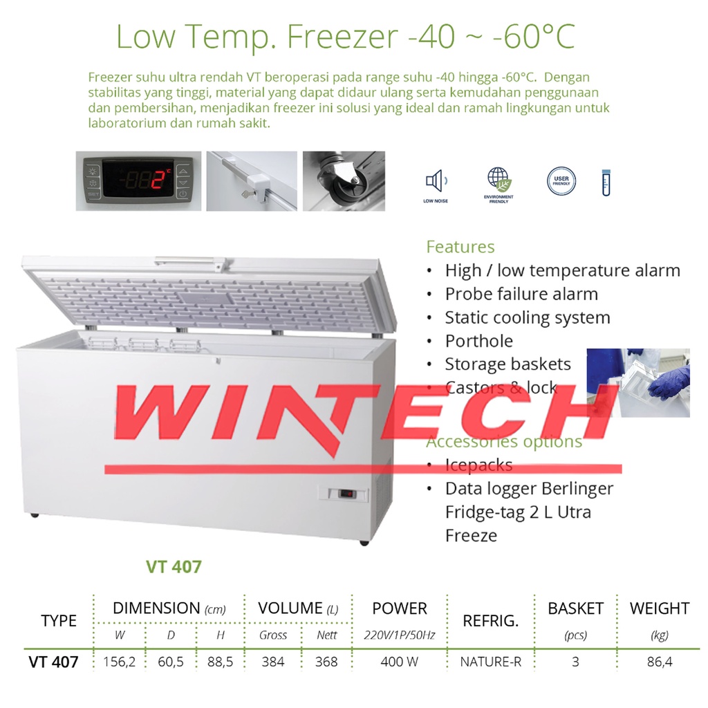 Gea VT 407 VT407 VT-407 Medical Refrigerator Low Temp Freezer - Freezer Laboratorium & Rumah Sakit -