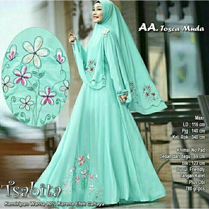 BARU Sabita Syari Gamis Set Khimar Balotelli Aplikasi Bordir