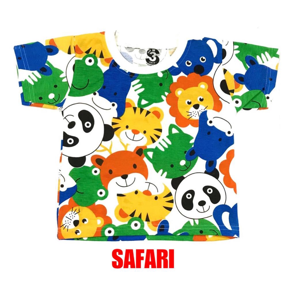 (1 KG MUAT 15 PCS) KAOS ATASAN PUTIH OBLONG ANAK LAKI-LAKI/COWOK KIDS BAHAN KAOS KATUN 1-4 TAHUN SAFARI/ANIMAL