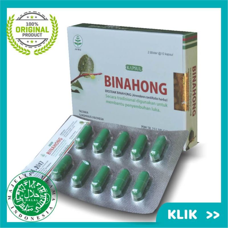 

BINAHONG / KAPSUL EXTRAK BINAHONG KHASIAT AMPUH UNTUK PENYEMBUHAN LUKA / Kemasan blister isi 20