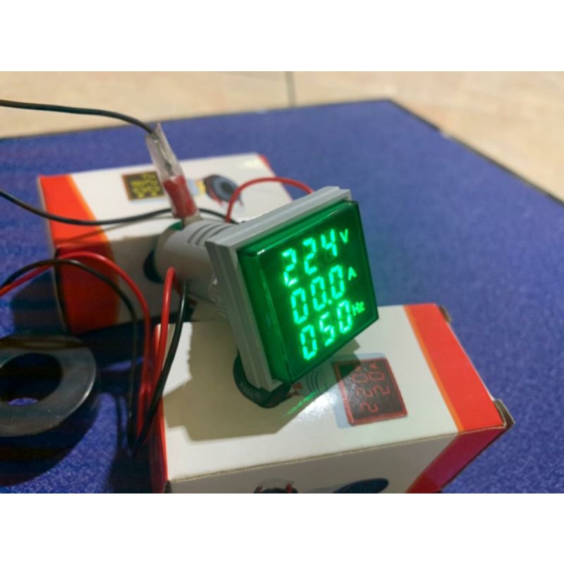 Pilot Lamp Digital Ac 3 in 1 Voltmeter Amper Meter Dan Hz