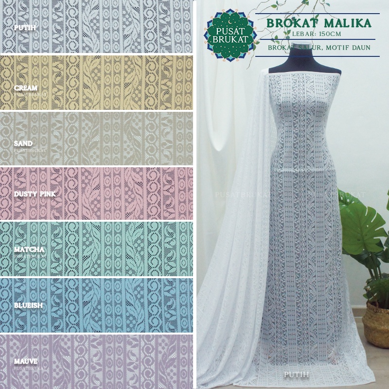 KAIN BROKAT MALIKA TRIMINGLIS MOTIF SALUR POPPY / BAHAN BRUKAT SALUR GARIS PINGGIRAN 22826, LEBAR 150CM  [harga per 0.5m]