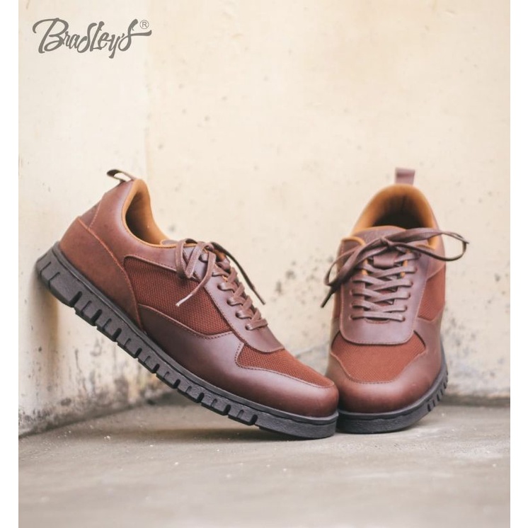 NICK BROWN - BRADLEY'S | Sepatu Sneakers Kulit Asli Pria Kasual Santai Bikers Main Gowes Original