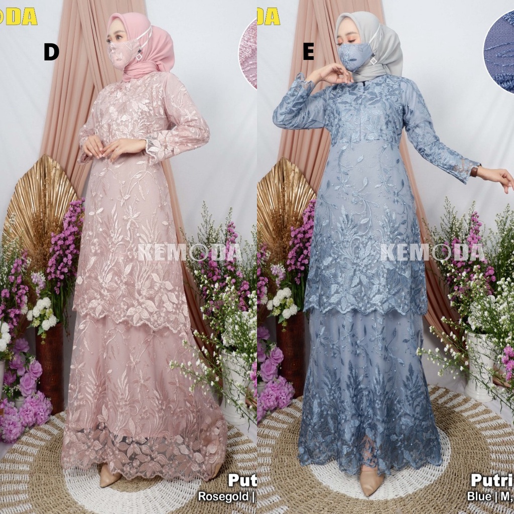 Kebaya Modern Gamis Wanita Tingkat Tulle Aneka Warna