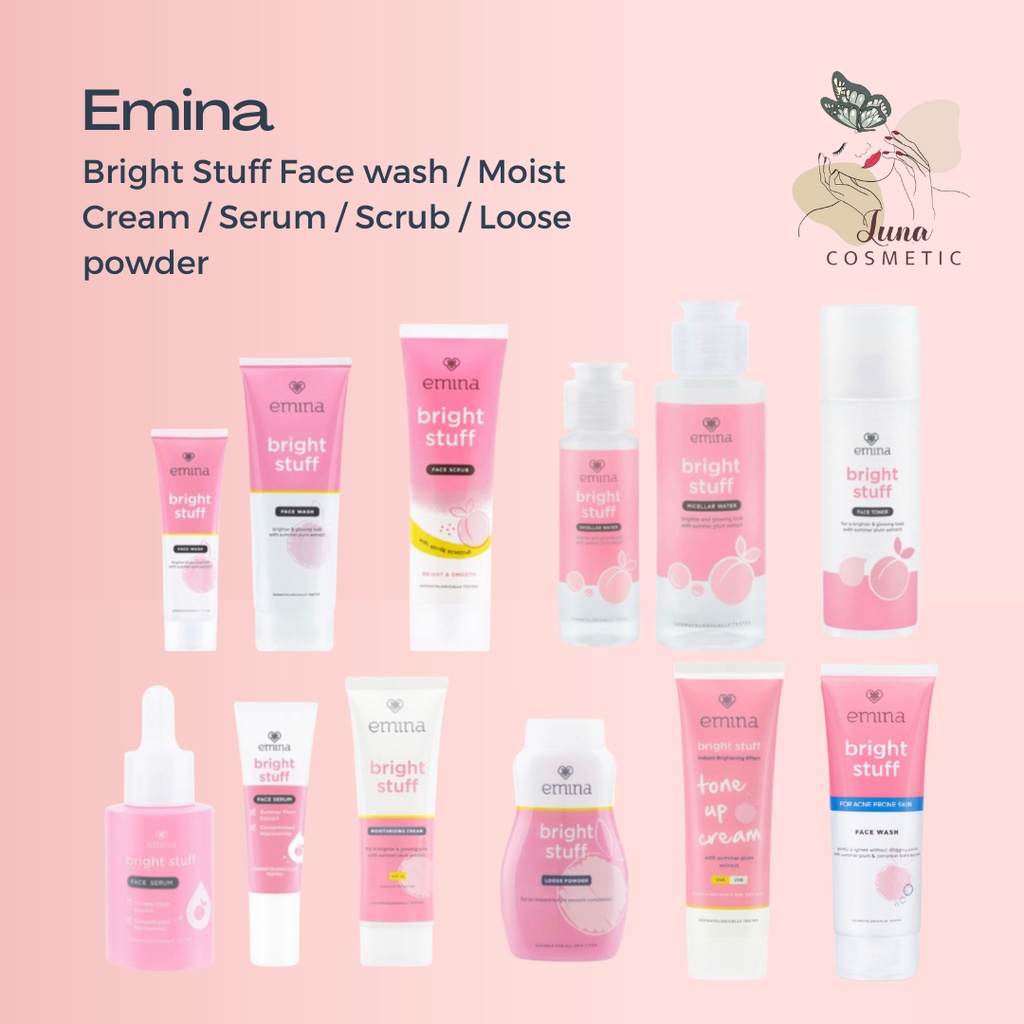 EMINA Bright Stuff Series Face wash / Moist Cream / Serum / Face Scrub / Loose Powder