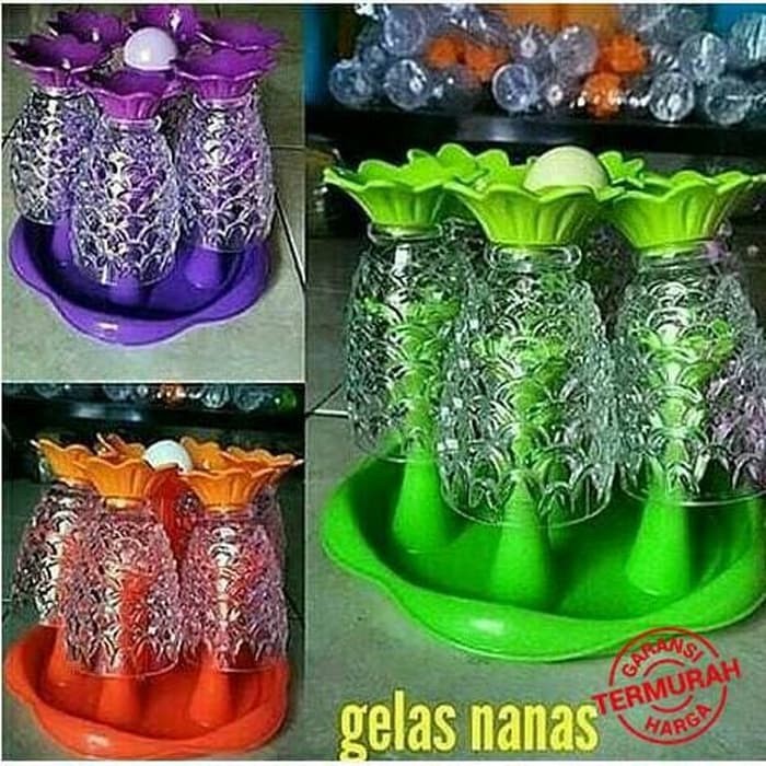 Jual Gelas Ikan Gelas Nanas Golden Sunkist Set 6 Tatakan Shopee Indonesia 2943