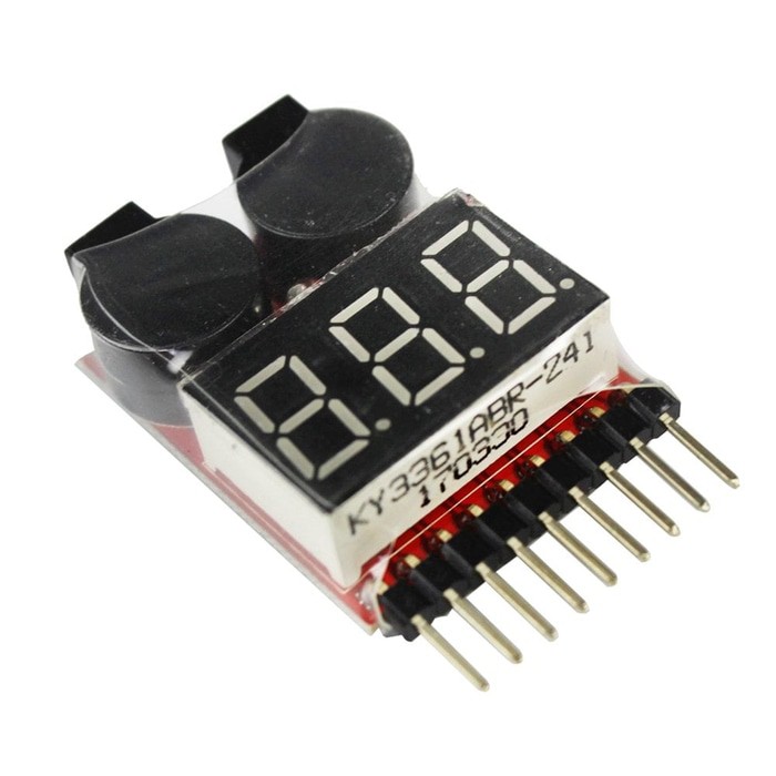 1-8s Lipo Battery Tester + Low Voltage Buzzer Alarm Baterai Li-Po Volt