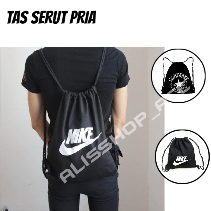 Tas Futsal Pria Keren Kekinian Terbaru 2021 Warna Hitam Item Black Polos / Tas Gendong Gymsack Olahr