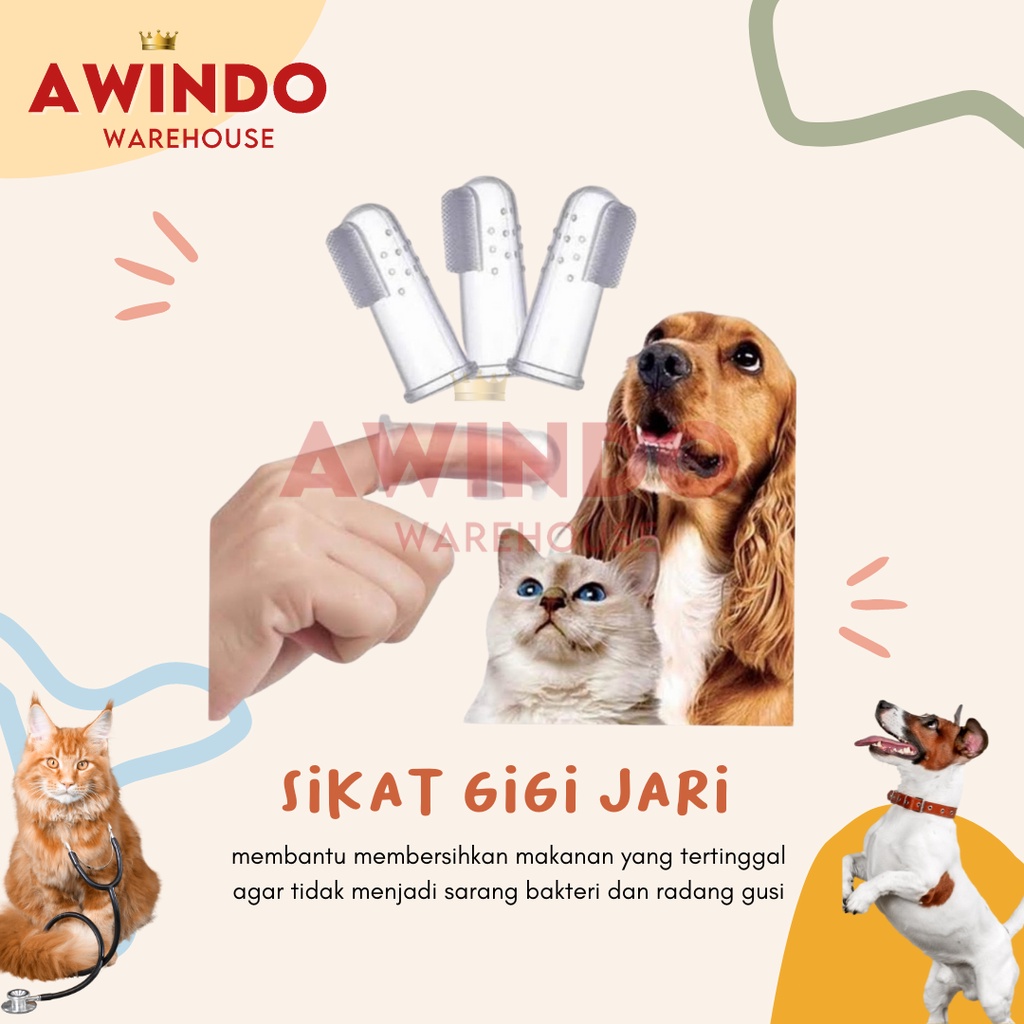 SIKAT GIGI JARI - Sikat Pembersih Gigi Hewan Kucing Anjing