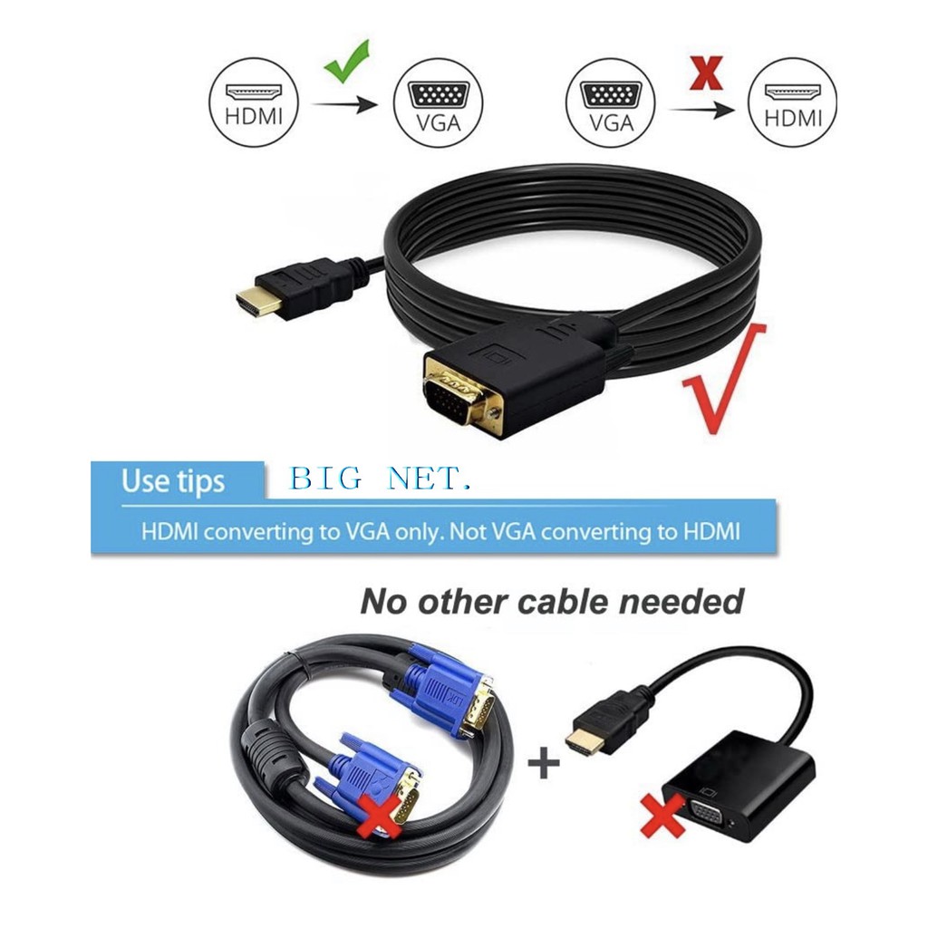 KABEL HDTV TO VGA-1.8Meter converter# CABLE HDMI TO VGA-1.8M