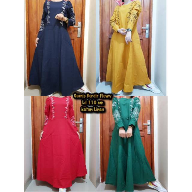 Gamis bordir linen