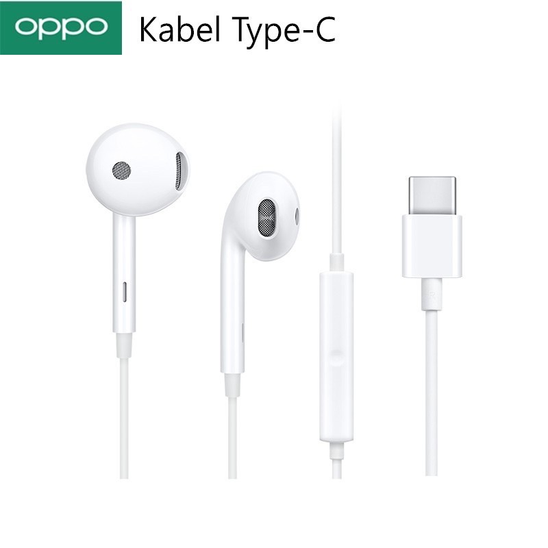Headset Oppo MH135 Type-c / Handsfree 3.5MM Original 100% Earphone Stereo Bass