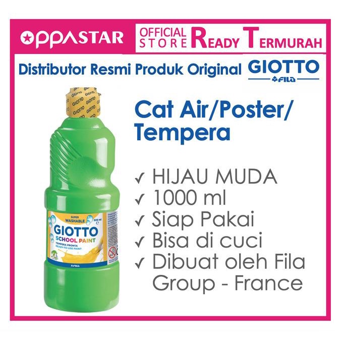

[COD] Giotto School Paint 1000 ml Cinnabar Green Hijau - Cat Poster Kertas TERLENGKAP Kode 90