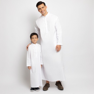 Jubah/Gamis couple Ayah & Anak Katun GP 06 White ORIGINAL by.Busana Arafah