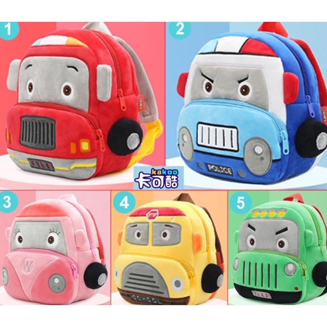 little bag backpack tas anak sekolah police car bus tayo cute