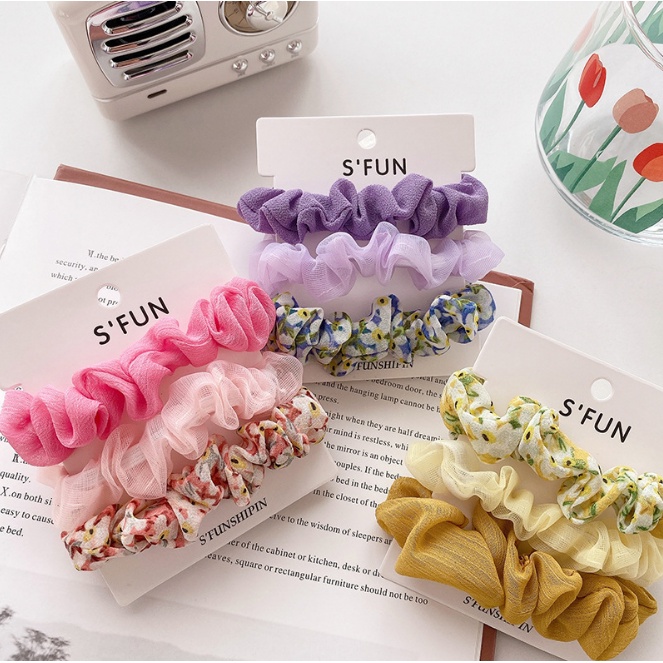 IKAT RAMBUT KARET WANITA KOREA/KARET RAMBUT ANAK SCRUNCHIES KUNCIRAN RAMBUT IMPORT AK24