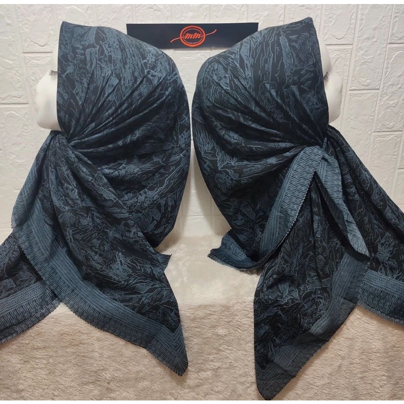 BISA COD Hijab segiempat Voal Motif pegunungan series