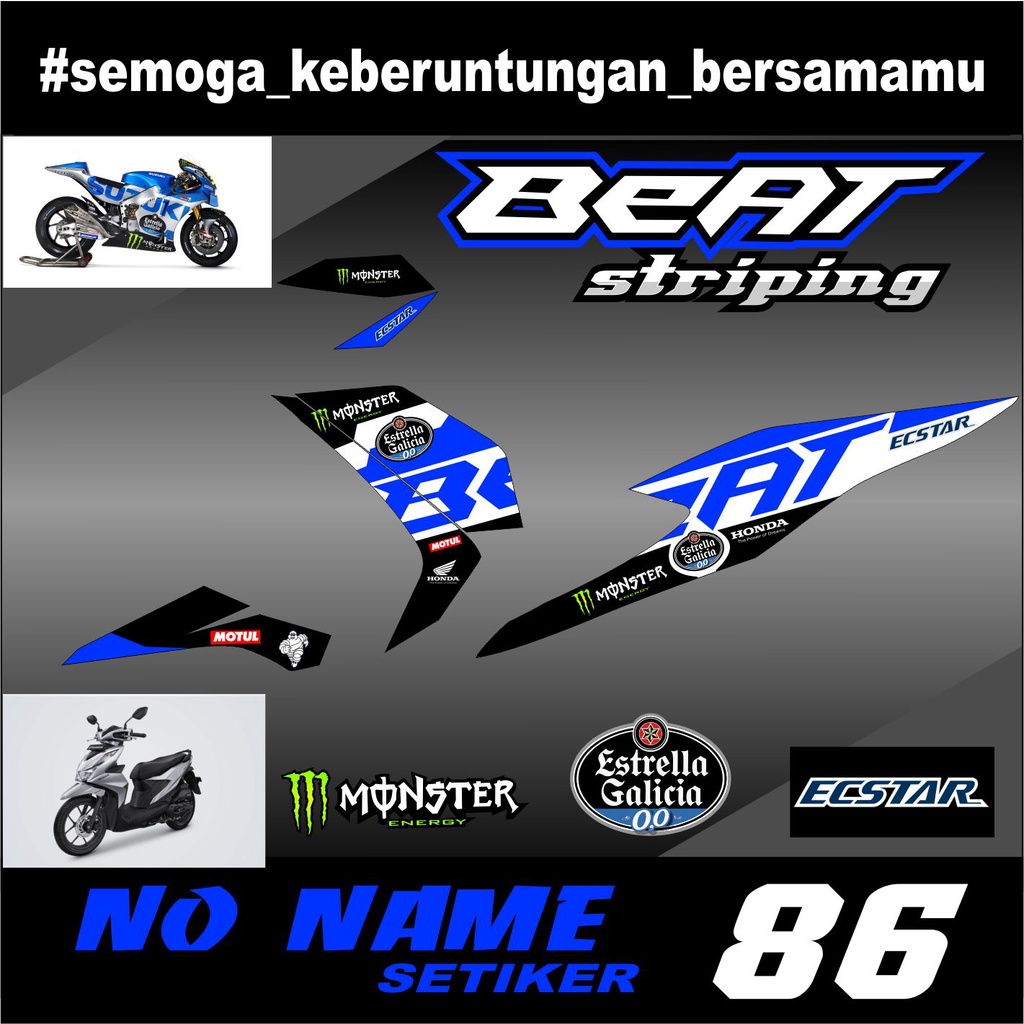 Striping BEAT NEW ESP ISS CBS DELUXE 2020-2021 (86) Motif Moto Gp ecstar - Sticker Lis Variasi New Beat Esp Beat Street 2020 - 2021