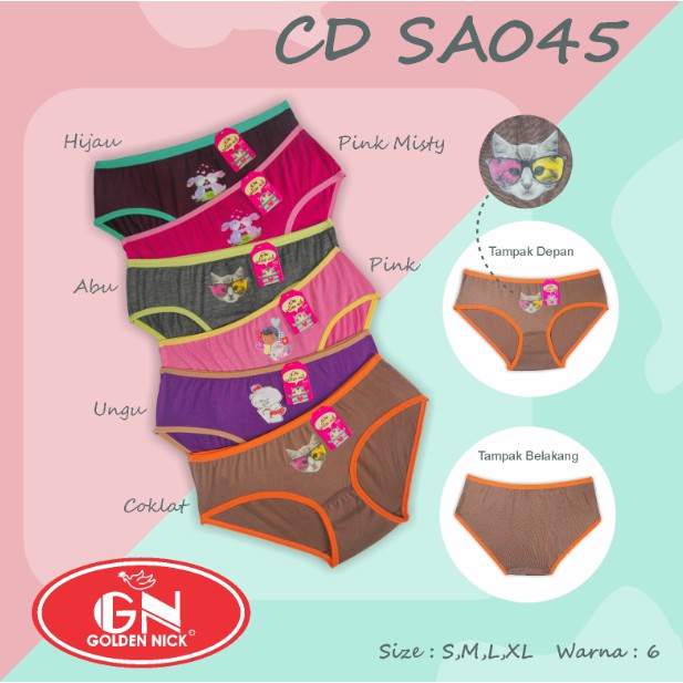 12pcs Celana Dalam Golden Nick Anak 045 | CD GN Anak Perempuan | Open Sorx Grosir Lusinan
