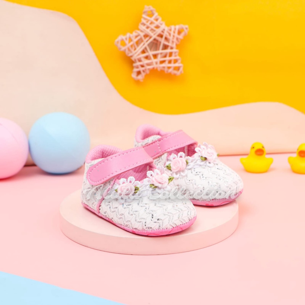 Sepatu Prewalker Casual Anti Selip Aksen Bunga untuk Bayi Perempuan 0-12 bulan TERMURAHHH