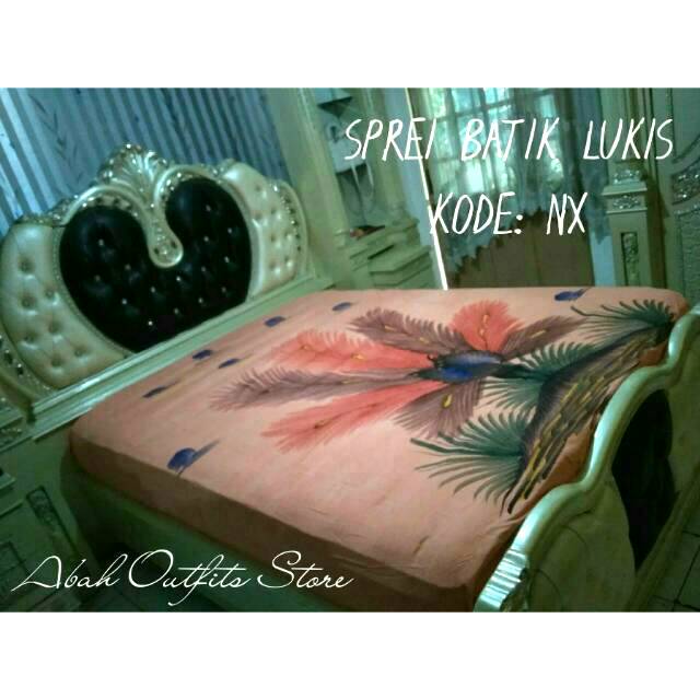 SPREI LUKIS BATIK MOTIF BALI PEKALONGAN WARNA OREN COKLAT HALUS SPREI KING SIZE UKURAN 180 x 200 x30