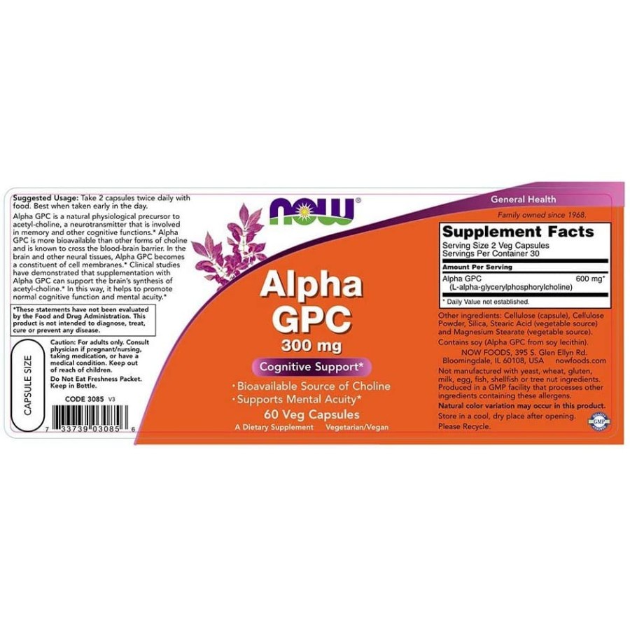 Now Foods Alpha GPC 300mg 60 Veg Cap Untuk Ketajaman Otak ORI USA Now Alpha GPC 300 Mg