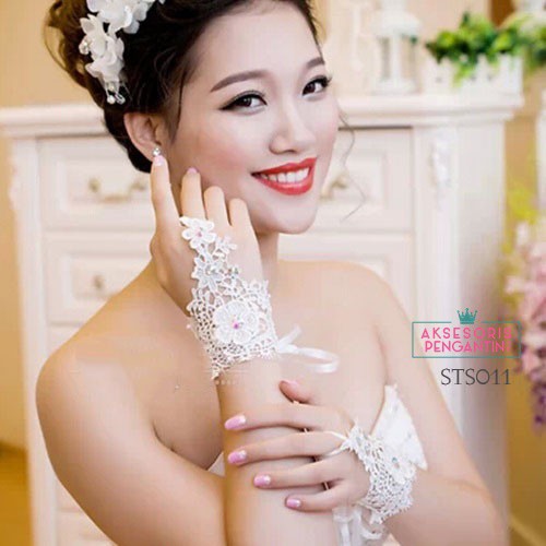 [BISA COD] SARUNG TANGAN PESTA LACE AKSESORIS PENGANTIN WEDDING GLOVES STS011