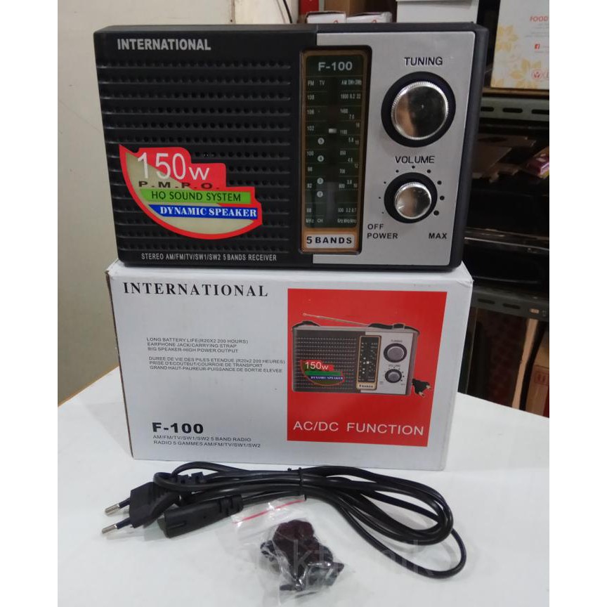 Internasional F-100 Radio 5 Band FM AM SW1 SW2- Portable Radio