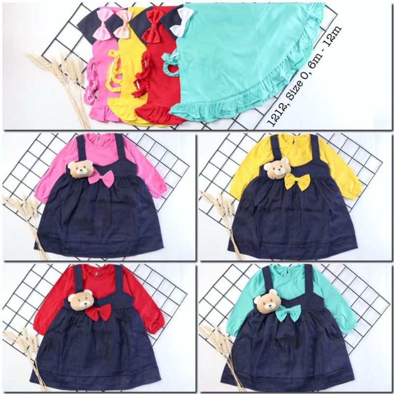 Setelan Overall Gamis Jeans + Hijab Baby Girl