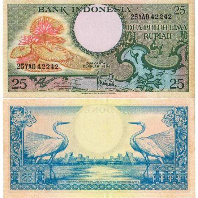 Uang Kuno Lama 25 Rupiah Seri Bunga Tahun 1959 #Baru