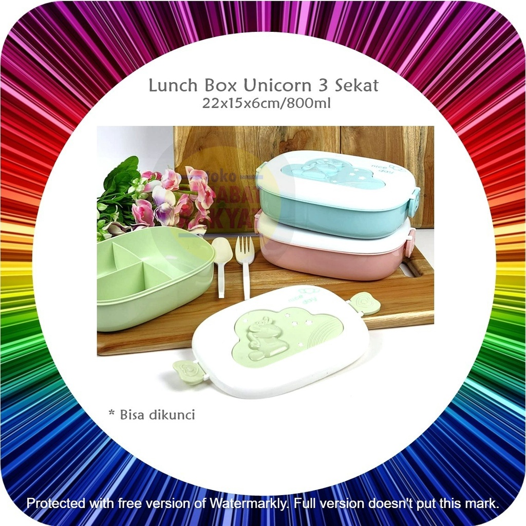 RML047K Lunch Box/ Tempat Makan/ Tempat Bekal Unicorn 3 Sekat