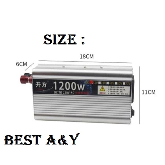 DC 12V Volt to AC 1200W Watt Power Inverter