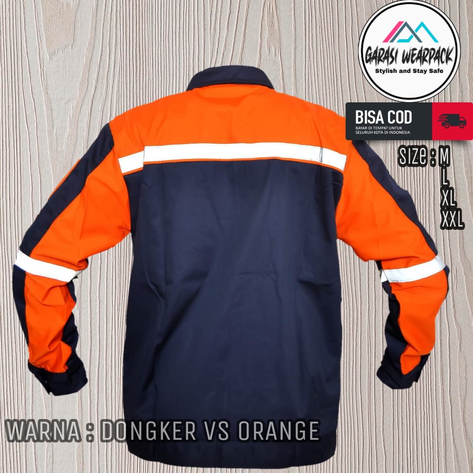 wearpack atasan/kemeja safety dongker orange