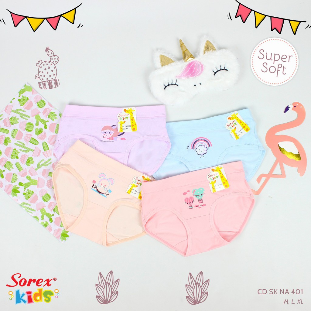 Cd Anak Sorex Cewek / Celana Dalam Anak Sorex Perempuan M-XL / CD Anak Sorex  NA401 / NA402 /NA 403/NA470