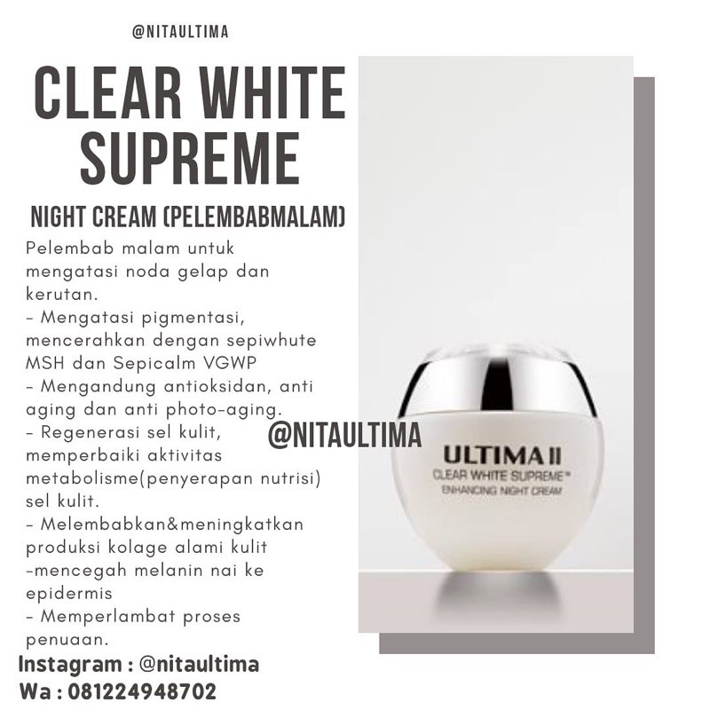 ULTIMA II NIGHT CREAM CLEAR WHITE SUPREME