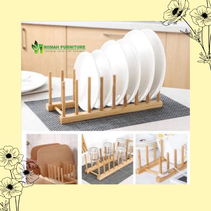 Rak Piring dan Gelas Kayu Jati Belanda