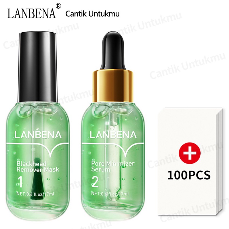 [Ori100%]LANBENA Blackhead Mask / Masker Komedo - Step1  Pembersih Komedo Hidung Masker Pencabut komedo &amp; Step 2 Serum komedo Menghilangkan Pori-Pori