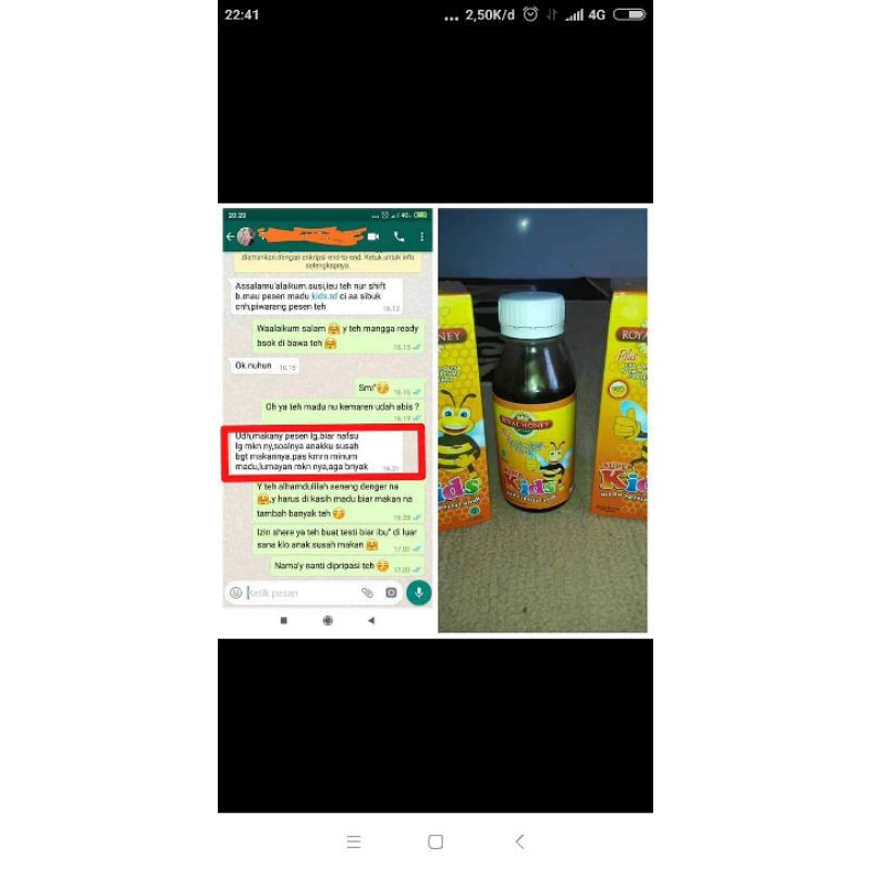 

madu kids penambah nafsu makan anak/bayar ditempat
